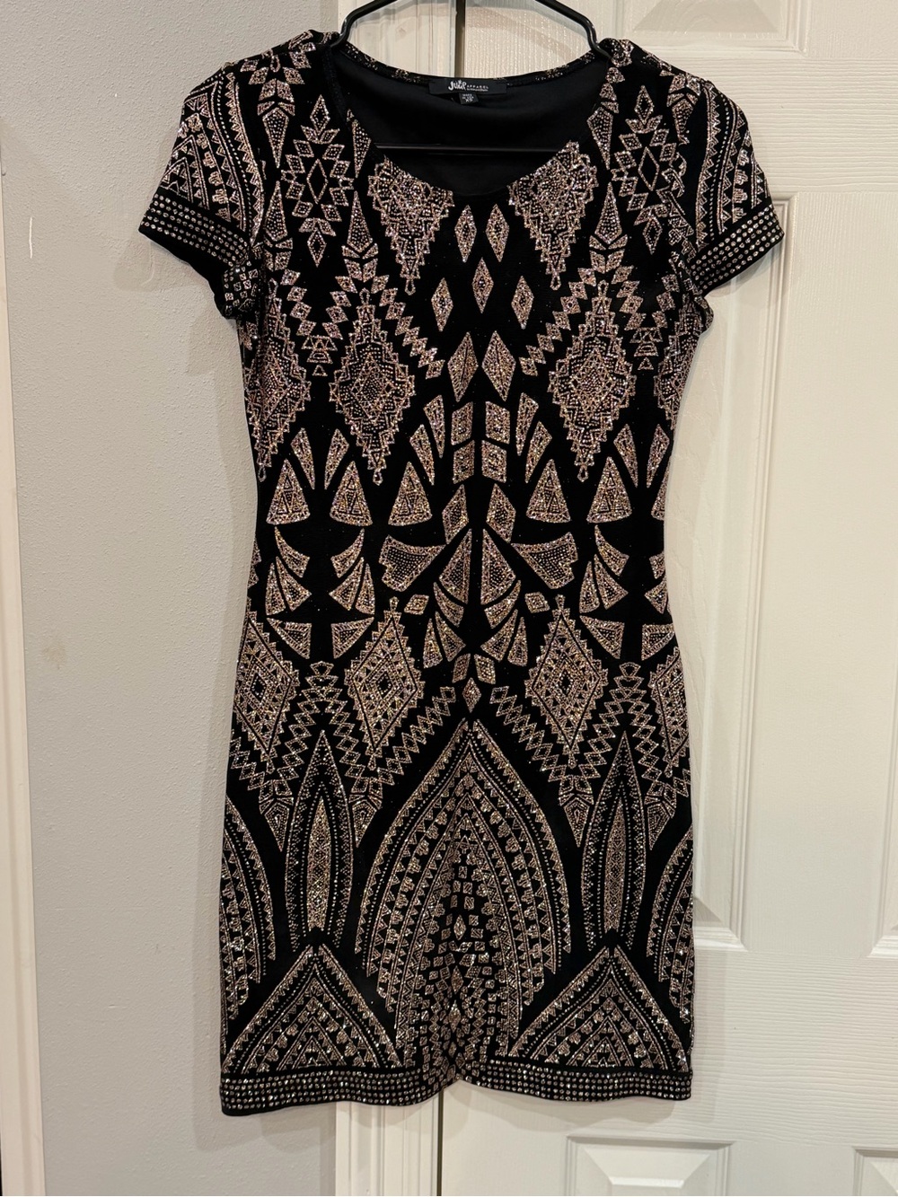 Sequined detail shift dress
